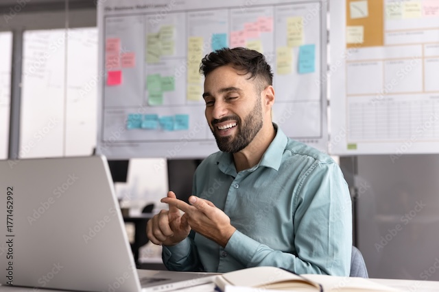 Laptop for an online meeting